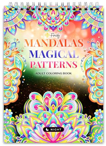 Finoly Mandalas Malbuch für Erwachsene Magical Patterns mit 30 Illustrationen | Ausmalbuch für Erwachsene Reduzieren Stress | Mandala Buch für Erwachsene A4 | Premium Papier | Spiralbindung (Nacht)