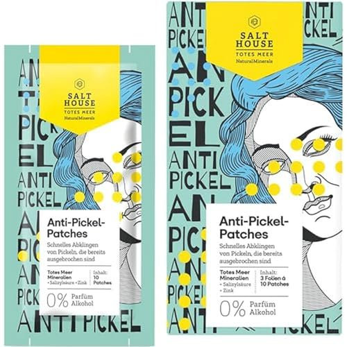 SALTHOUSE Natural Minerals Anti-Pickel-Patches – 30 Pickel Patches für schnelle Pickelreduktion mit Salizylsäure & Original Totes Meer Salz – Pimple-Patch für unreine Haut – dermatologisch getestet