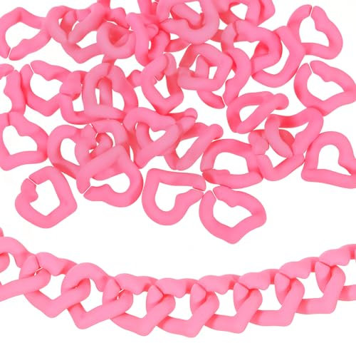 sourcing map 50Pcs Acrylic Chain Linking Rings, Link Connectors Open Link Rings, Plastic C-Clip Hooks for DIY Purse Eyeglass Jewelry Making Chain, Pink