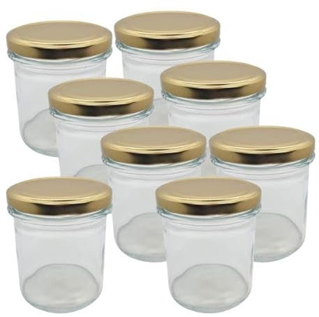 DIAH DO IT AT HOME Glass Jar 350ml with Lid For Jam Pickle Preserving Chutney Honey Storage Set of 8