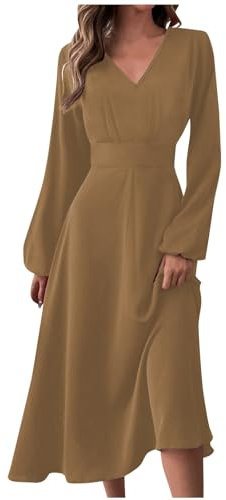 SCBFDI Bohemian Dress Red Dress Dinner Dress Ladies Wrap Dress Black and White Dress Cotton Summer Dresses Angel Sleeve Dresses for Women UK Maternity Dress Ruffle Dress White Maxi Brown L