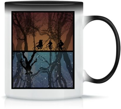 Things Stranger Night Forest Tazza da Tè da Caffè in Ceramica Classica Magica Bianca Nera Rosa 330ml