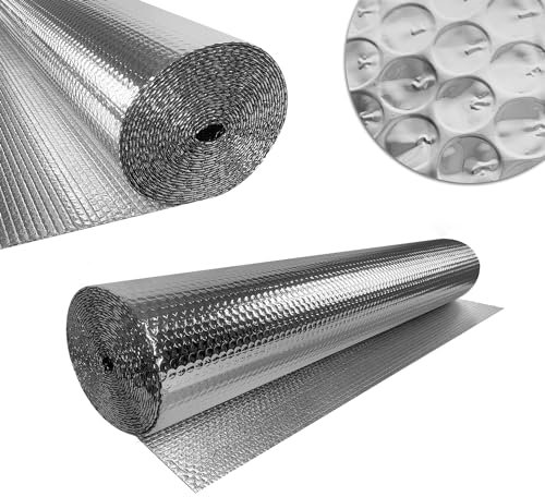 JNGLGO Heizkörper Reflexionsfolie Heizung 1x10m Reflektierende Isolierfolie 3-4mm Dicke Dämmfolie Doppelte Alu-Luftpolsterfolie Wand Isolierung