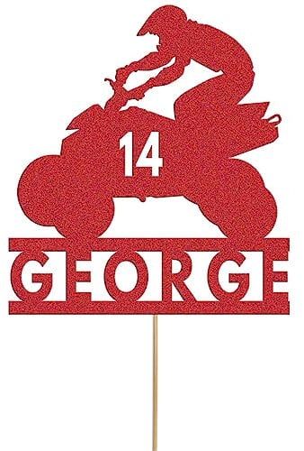 Personalised Quad Bike Cake Topper Custom ATV Bike Glitter Cake Decoration Any Name Any Age