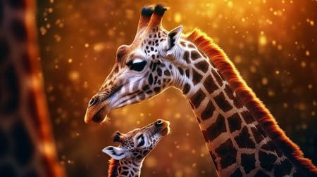 adrium Acryl-Bild 50 x 30 cm: Wunderschöner, berührender Moment: Giraffen-Eltern kümmern sich um ihr Kleines. Generative KI (207292075)