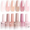 VENALISA Gel Nail Polish Set 6 Colors Transparent Nude Jelly French Manicure Gel Polish Collection Soak Off 7.5ml UV Classic Nail Art Manicure for Classy Looks