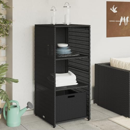 TEHTX7 Gartenschrank Geräteschuppen Werkzeugschrank Outdoor-Schrank Gartenbox Schwarz 50x55x115 cm Poly Rattan