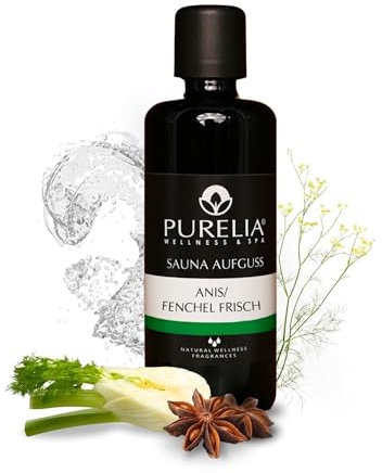 PURELIA Saunaaufguss Konzentrat Anis-Fenchel (frisch) 100 ml natürlicher Sauna-aufguss - Reine ätherische Öle