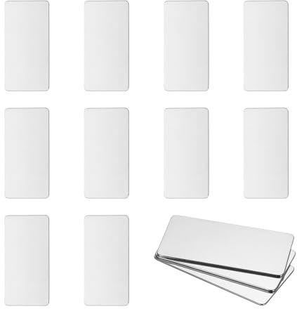 QUARKZMAN Paquete de 10 Placas de Metal en Blanco de Acero Inoxidable de 2x1 para Grabado de Metal, Etiquetas en Blanco de Metal, Estampado de Metal