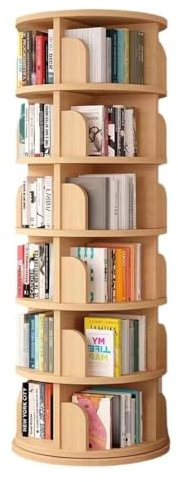 360 Grad drehbares Bücherregal, 5/6 Etagen, hohes Eck-Bücherregal für Wohnzimmer, Schlafzimmer, Büro, modern, bodenstehend, Bücherregale (46 x 190 cm)