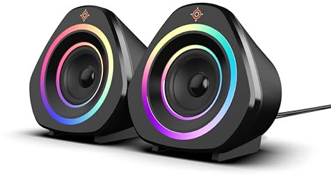 NOVA GAMING – Altoparlanti 2.0 RGB Gaming – Suono chiaro ed equilibrato, design compatto, telecomando integrato, LED RGB, cavo resistente da 1,5 m