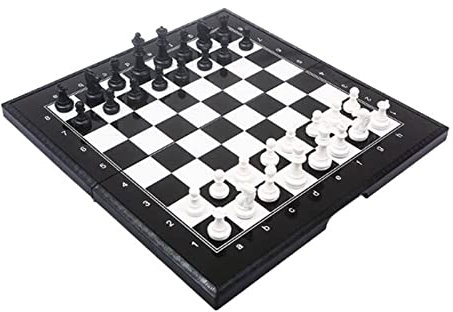 MRKU Schachspiel International 11 Zoll Magnetisches Reiseschachspiel mit klappbarem Schachbrett, Schach-Dame-Backgammon-Set Schachspiel in voller Größe