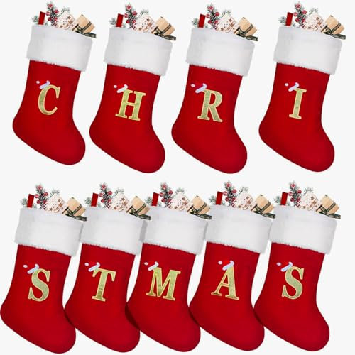 Lifemaison Weihnachtsstrumpf Personalisiert mit Buchstaben,Nikolausstrumpf Christmas Stockings,50cm Großer Nikolaussocken Weihnachtsbaum Kamin hängende Ornamente Geschenkhalter Weihnachtsdekorationen