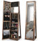HOMFME Armoire de Rangement 2 en 1 avec Grand Miroir Psyché, Armoire a Bijoux en MDF avec Étagère de Rangement pour Bagues, Bracelets, Collier, Miroirs Incorporés, Idéal pour Chambre, Salon (Brun)