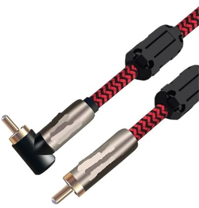 HYUERI Cable de Audio Macho a Macho for DVD, Altavoz, subwoofer, Cable en ángulo Recto, Trenzado OFC de 1 m, 2 m, 3 m, 5 m y 8 m(Red S-A,2m)