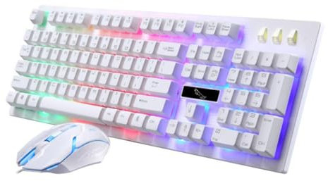 UKCOCO Teclado y Ratón Gaming Mecánico para Ordenadores Ergonómico y Duradero