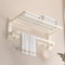 Porte-Serviettes sans perçage - Blanc - Porte Serviettes de Salle de Bain - Montage Mural - avec 5 Crochets pour Serviettes de Bain, 58cm