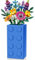 Vase für LEGO 10347 10280 10328 Blumen,für Lego Blumensträußchen-Baukasten,Ständer für Lego-Rosen,Kirschblüten, Sonnenblumen, Tulpen, Narzissen, Lotus-Geschenk für Lego Blumenliebhaber (nur Vase)-Blau