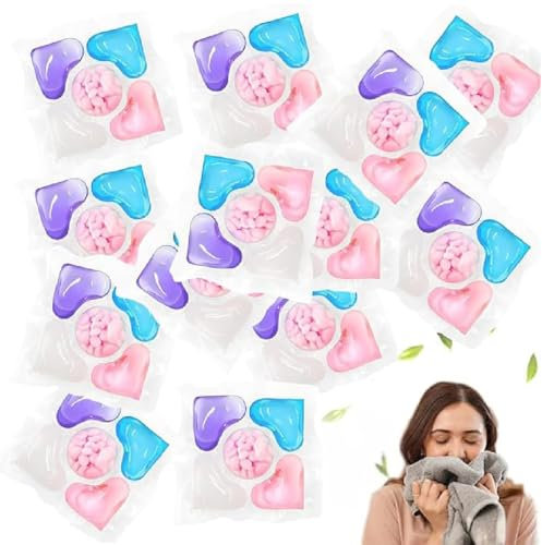 50 Stück 5 in 1 Laundry Beads, 5-in-1 Konzentriert Waschmittel Flüssigwaschmittel Kapseln, Waschmittel Weichspüler Weichspülperlen, Kraftvolle Fleckentfernung und Lang Anhaltende Frische