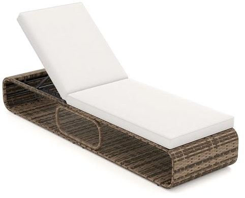 LIFEZEAL Sonnenliege Rattan, Liegestuhl Gartenliege Wetterfest mit 7-Fach Verstellbarer Rückenlehne, Relaxliege Chaiselongue Outdoor mit breite Liegefläche für Strand, Pool, Garten, Balkon