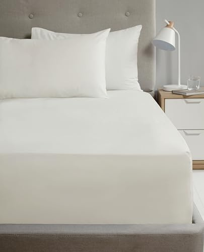 Rapport Home King Size Fitted Sheet Cream Percale Bed Sheet