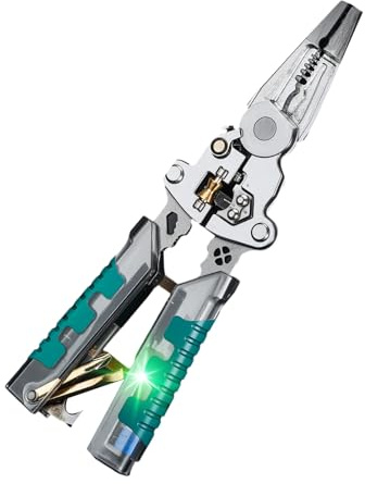 Pinze spelafili 9 in 1 con tester per elettricità, pinza multifunzione per elettricista, crimpatura di cavi, strumento multiuso per la casa, strumento portatile con capacità di misurazione