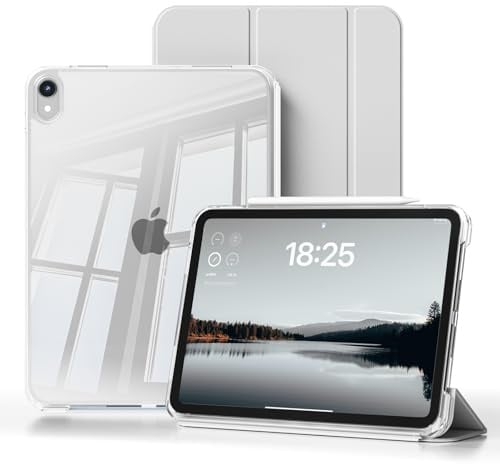 JKSML Abnehmbar Hülle für iPad Air 11 Zoll M4/M3/M2/5./4. Gen - Grau | 2 in 1 Detachable Abdeckung mit Schiebeschublade, Transparente Rückseite, für 2026/2025/2024/2022/2020 model