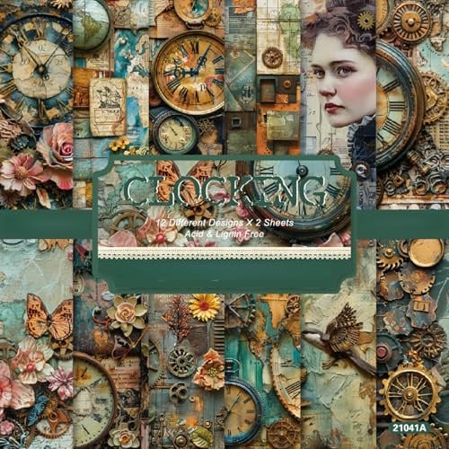DiiWmme Wald Ölgemälde Scrapbook Papier Set, 24 Blatt 12 Designs (Braun A) | 15x15 cm Bastelpapier Muster für Deko Papier für Fotoalben, Scrapbooking, Journaling, Kartenherstellung