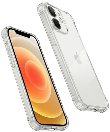 Tirita Clear Case for iPhone 12, Slim Shockproof Transparent TPU Gel Phone Case, Scratch Resistant with Camera Protection, Raised Edges, Wireless Charging Compatible