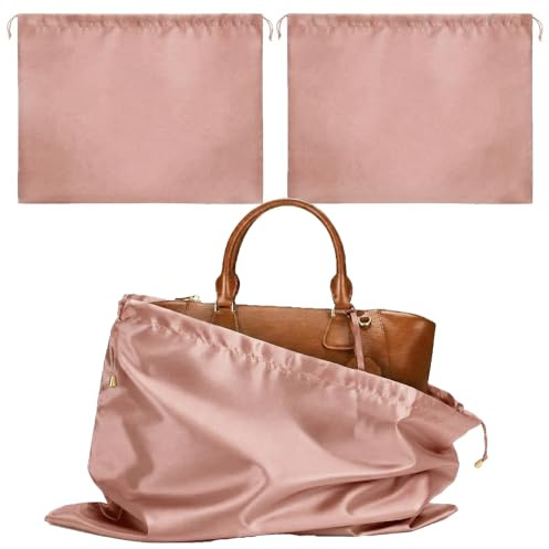 GWEOR Lot de 2 Housses de Protection pour Sac à Main - Sac de Rangement Anti-Poussière Respirant - Organisateur de Garde-Robe et Dressing Luxe - 50x40cm - Champagne