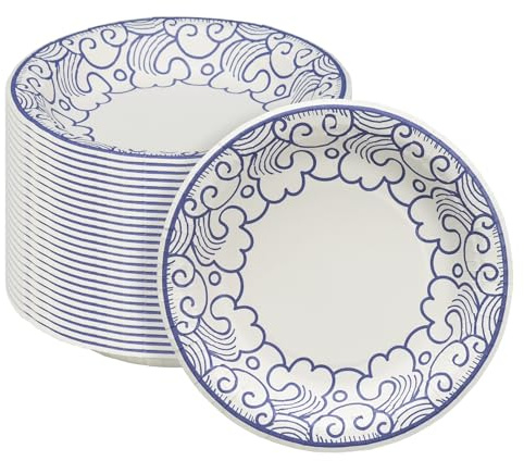 Deep Paper Plates 8.5 Inch (22 cm), 30 Pack Heavy Duty Paper Plates | Microwave safe with a strong, leak-resistant design. Ideal for pasta, salads, curries, BBQs, picnics and family meals