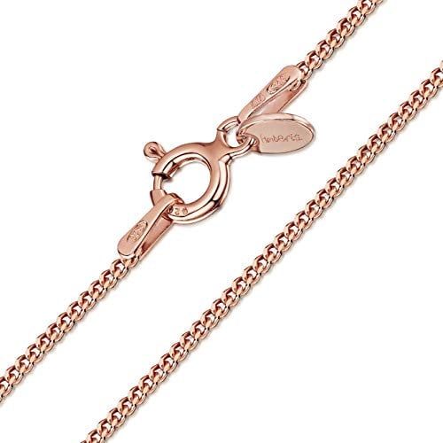 Amberta 925 Sterlingsilber 14k Roségold Damen-Halskette - Panzerkette - 1.3 mm - Verschiedene Längen: 36 40 45 50 55 60 70 cm (50cm)
