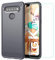 TTJ Hülle für LG K41S + HD Panzerglas, Handyhülle Kohlefaser Schutzhülle Cover TPU Case Handytasche - Panzerglasfolie Schutzfolie für LG K41S (6,5) - Grau