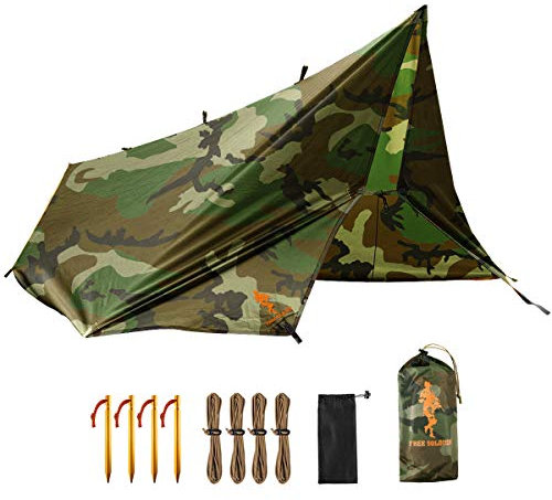FREE SOLDIER wasserdichte tragbare Plane, multifunktional, Outdoor, Camping, Reisen, Markise, Rucksackreisen, Plane, Unterschlupf, Regenplane, Camouflage-Muster