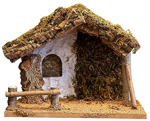 Pueblo Belén Establo Creche, 31,8 x 17,7 x 20,3 cm, fabricado en Italia
