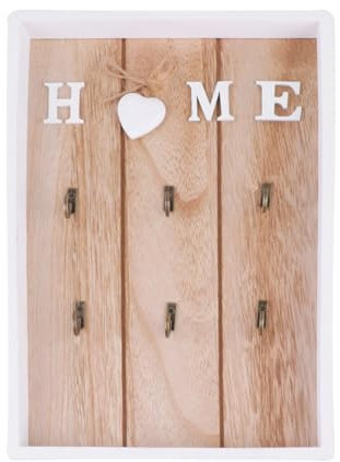 VOSAREA Porte-Clés en Bois Étui Mural en Bois Porte-Clés Mural Suspendu Organisateur Crochets Entrée Bureau à Domicile Décoration Style 2