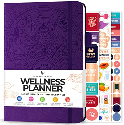 Legend Wellness-Planer & Ernährungstagebuch, Tagestagebuch, Diät- und Gesundheitstagebuch, Gewichtsverlust, Messungen und Bewegungs-Tracker, Lifestyle- und Ernährungstagebuch, 6 Monate, Format
