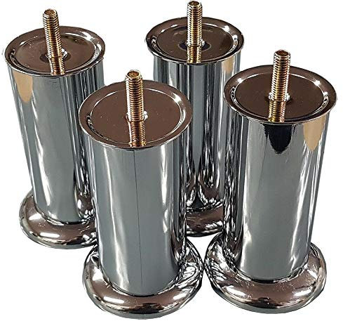 4 x Chrome Furniture Legs/Feet 120mm for Sofas Beds Chairs Stools Cabinet Glides M8