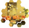 NILDOKI 36 Stück 6cm Sechseck Spiegel Acrylspiegel Spiegel Wandaufkleber Wandaufkleber Dekospiegel für Wohnzimmer, Schlafzimmer, Badezimmer, Küche, Wmkleidekabine(Gold)