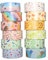 Fyfjur 12 Rollen Washi Tape Set, Klebeband Bunt Basteln Kinder, dekoratives Masking Washi-Tape für Scrapbooking, Farbcodieren Kartons, Beschreibbare Regenbogen Farbig Deko Klebeband Klebestreifen