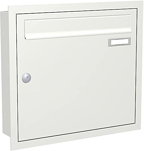 Briefkastenanlage Unterputz mit eckiger Verkleidung Modell U1 Farbe RAL 9016 Verkehrsweiß, Größe mit 1 Briefkasten