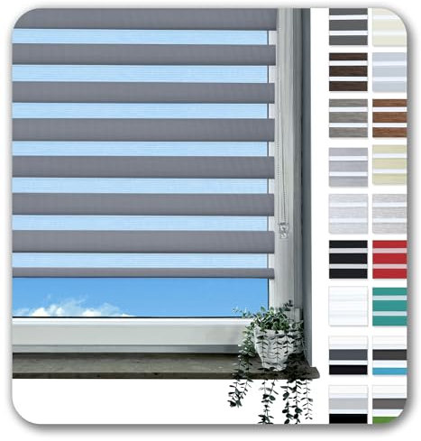 Rollmayer Klemmfix-Doppelrollo ohne Bohren Klemmrollo Fensterrollo Duo Rollo Sonnenschutzrollo Zebrarollo Seitenzugrollo für Fenster und Tür (Graphit - 80 x 150 cm - BxH)