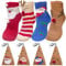 Kuaikely 4 Paia Calzini da Babbo Natale, Calze Natalizie Donna, Divertenti in Cotone, in Pile Corallo, Calze Pelose, Ragazze Regalo di Natale