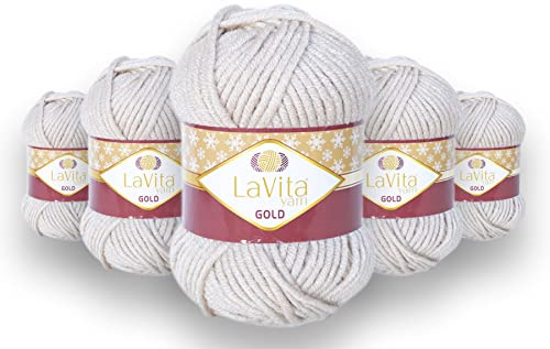 LaVita Yarn GOLD Handstrickgarn Wolle 5-Teilige Packung (0553)