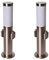 Novatool 2x Gartenlampen I 45 cm I mit 2 Steckdosen I Edelstahl I IP44 I E27 Sockel I Gartenleuchten Stehlampen Säulenlampen außen Stromverteiler Mehrfachsteckdose Steckdosensäule Outddoor