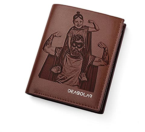 Brocade Creek Personnalisé Photo Portefeuille en Cuir avec Porte-Monnaie Portefeuille Homme/Carte d'identité, permis de Conduire, Certificat dimmatriculation Cadeau Parfait pour Noël