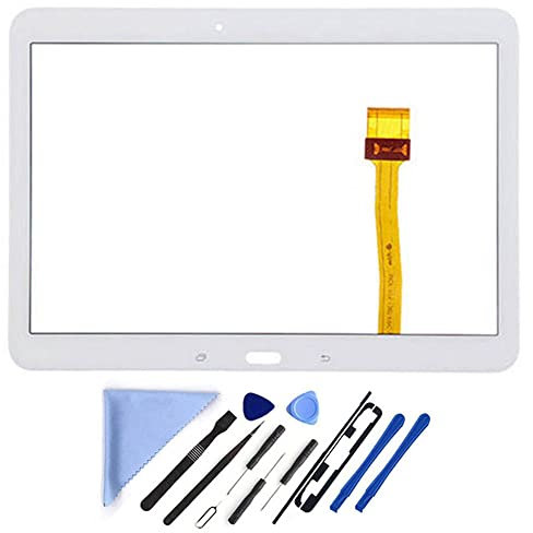 Écran tactile numériseur pour Samsung Galaxy Tab 4 10,1 compatible avec SM-T530 T531 T535 (sans LCD) avec outils et colle préinstallée (Blanc)