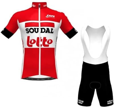 2022 World Tour Pro Team lotto Soudal Radtrikot Set für Herren, atmungsaktives MTB Radtrikot Trägerhose Kits GEL Paddad (3XL)