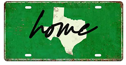 Nummernschild Texas Home Car Nummernschild Rahmen Home Sweet Home Metall Front Nummernschild Personalisierte Home State Car Tags Green Car Plate Novelty Nummernschildabdeckung Rahmen 15,2 x 30,5 cm
