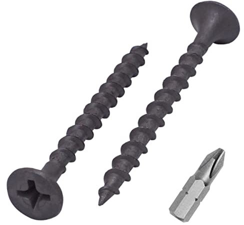 SKIR'CO (50 pcs) Black Phosphate Finish 3.5 x 45 mm Drywall Screws, Wood Screws, Phillips Bugle Head, Plasterboard Screws